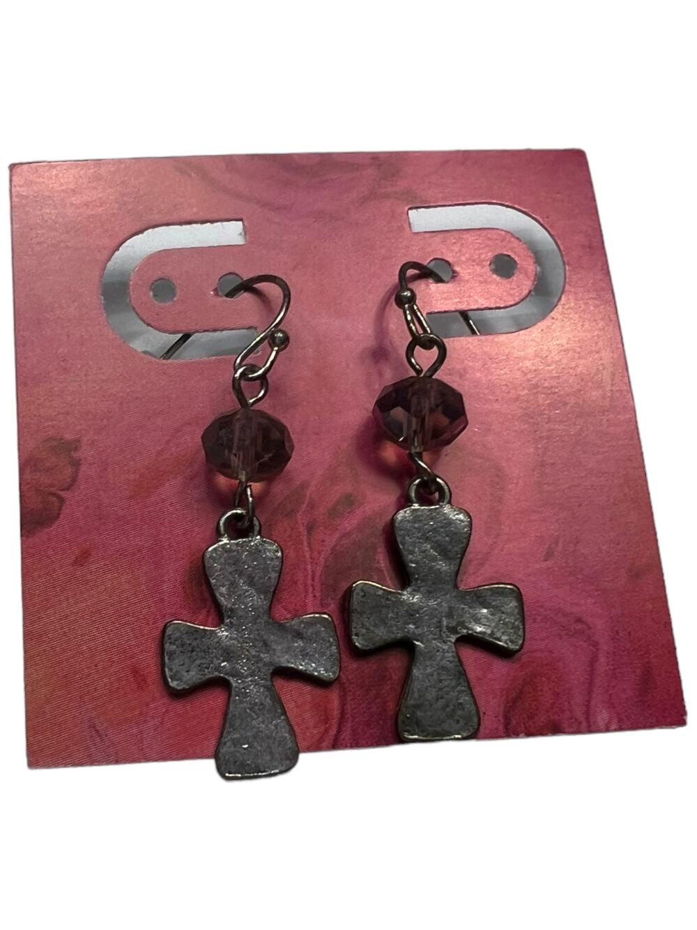 Vintage Cross Hook Earrings